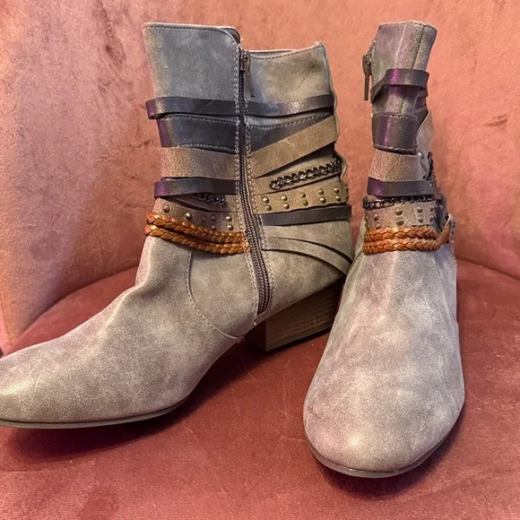 Jellypop Taupe Ankle Boots with Strap Detail - Picture 2 of 9